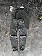 Мужской летний споривный костюм Nike футболка и штаны серый