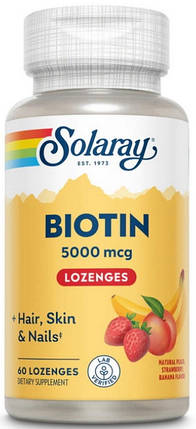 Біотин Solaray Biotin 5,000 mcg 60 lozenges, фото 1