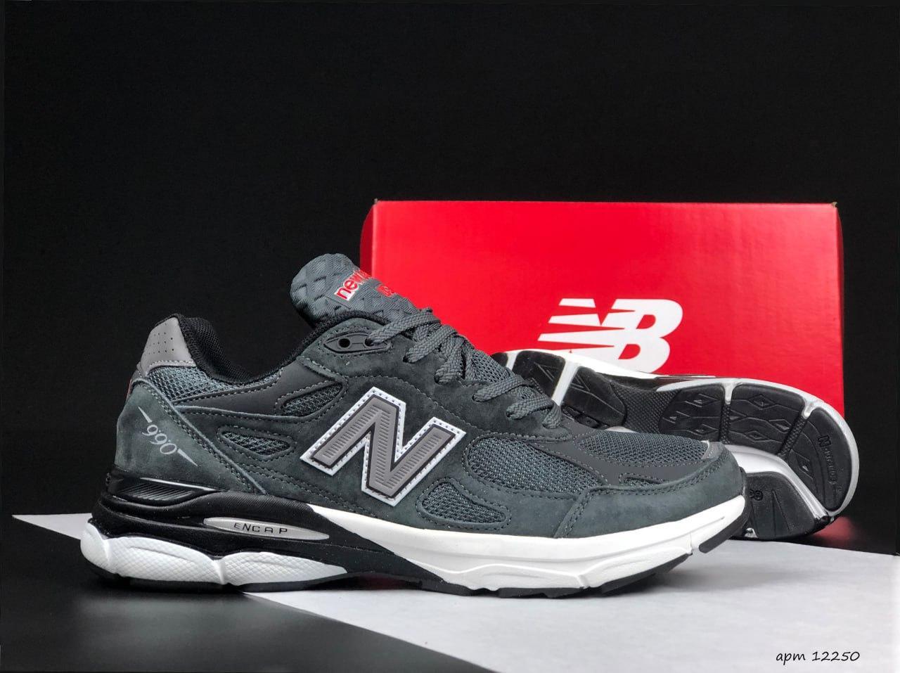 Чоловічі кросівки New Balance 990 Dark Grey (Сірі) Взуття Нью Баланс 990 повсякденні замша сітка демісезон, фото 1