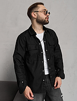 Мужская котоновая рубашка Черный XL, стильная рубашка, рубашка с длинным рукавом SPARK