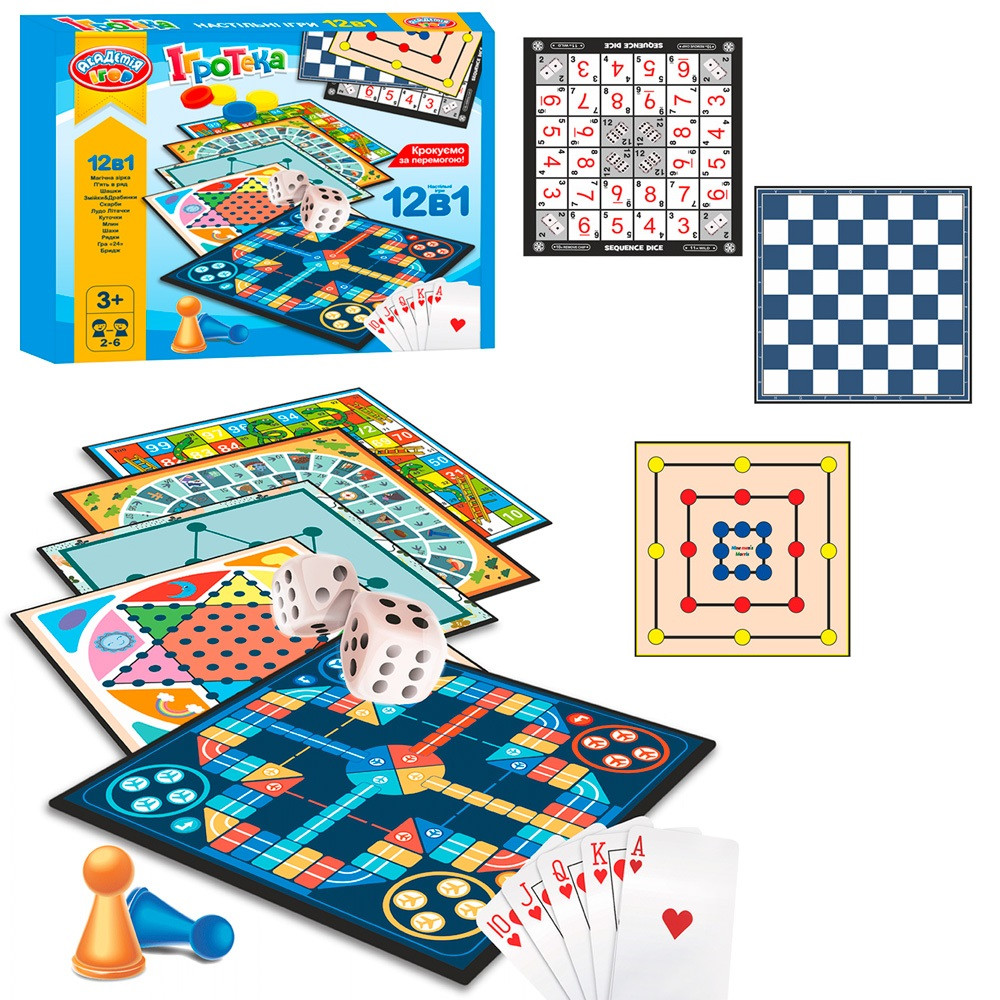 Настільна гра Ігротека 12 в 1, Академія ігор TG 005, фото 1