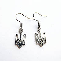 Сережки Finding Патріотичні герб України тризуб Античне срібло 33 мм х 10 мм