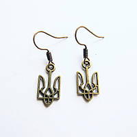 Сережки Finding Патріотичні герб України тризуб Антична бронза 33 мм х 10 мм