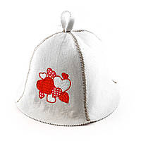 Банная шапка Luxyart "Парад сердец", искусственный фетр, белый (LA-476) sl