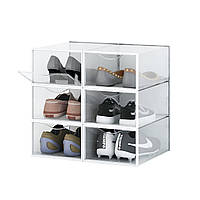 Комплект боксів-органайзерів (6шт) LUMINARIA SHOE BOX WH/CLEAR (коробки для зберігання взуття)
