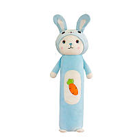 Мягкая плюшевая игрушка-подушка в виде милого Кролика с морковкой Длинной 90 см MP 2346-2 Голубой