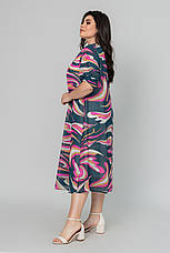 Малинова шифонова літня сукня з принтом, фото 2