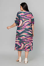 Малинова шифонова літня сукня з принтом, фото 2