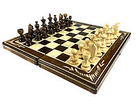 Шахова дошка для ігор 3 в 1 з натурального дерева розмір 27х27 см (S), шахи, шашки та нарди ручної роботи
