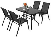 Стол и 4 кресла до сада, дома, терасс черного цвета