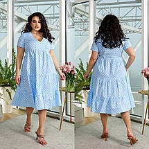 Літня бавовняна сукня вільного крою з кишенями міді батальні розміри, фото 2