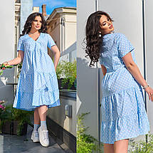 Літня бавовняна сукня вільного крою з кишенями міді батальні розміри, фото 3