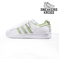 Женские кроссовки Adidas Superstar White Green, Кроссовки adidas Originals Superstar белые
