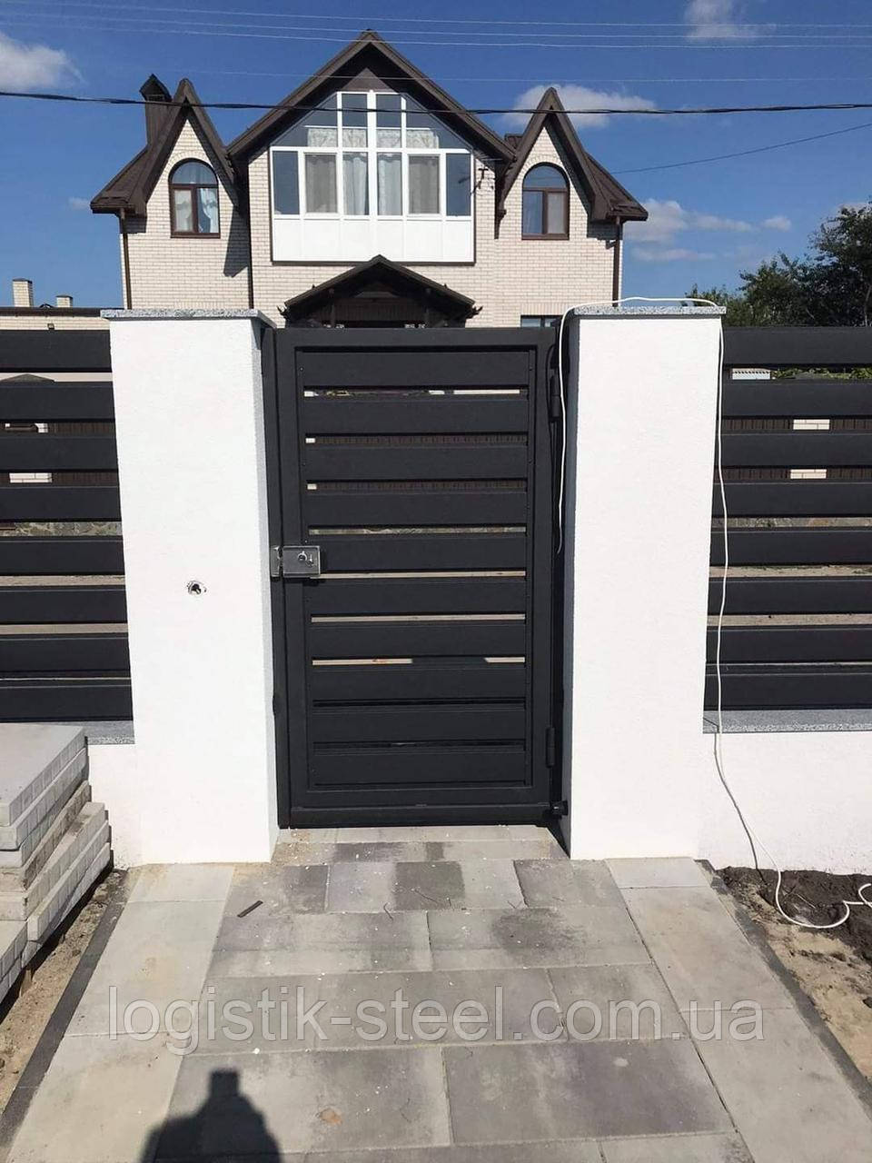 Паркан Ранчо 100мм чорний 9005 горизонтальний металевий односторонній заповнення, фото 1