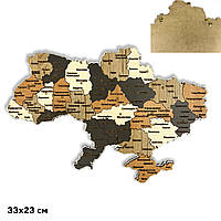 Карта Украины из натурального дерева на стену 33х23 см, карта Украины на подарок