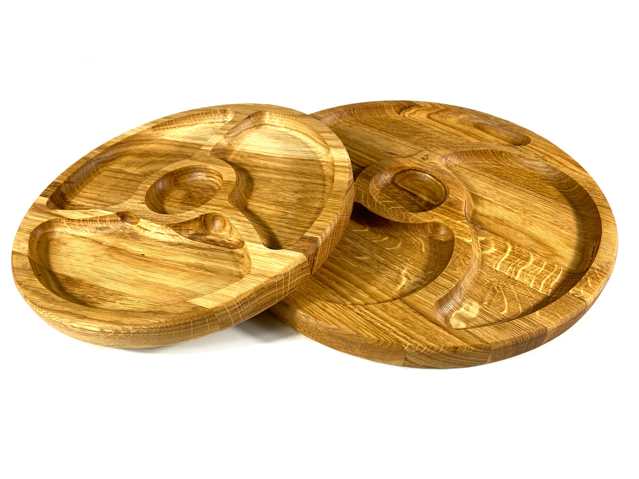 Комплект деревʼяних тарілок з натурального дерева діаметр 25 см та 30 см, висота 2 см