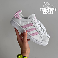 Жіночі кросівки Adidas Superstar White Pink Knotted Rope, Кросівки adidas Originals Superstar білі