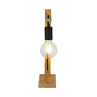 Woody Table Lamp - Natural Wood & Black Metal