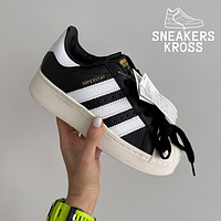 Жіночі кросівки Adidas Superstar XLG Black White Platform, Кросівки adidas Originals Superstar чорні