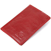 Красивая кожаная обложка на паспорт GRANDE PELLE 11480 Красный sl