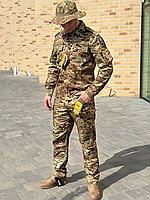Військовий літній костюм мультикам всу з шевронами полегшений, тактична камуфляжна форма кель і штани нато