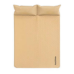 Килимок надувний двомісний з подушкою Naturehike 185х130 NH18Q010-D бежевий