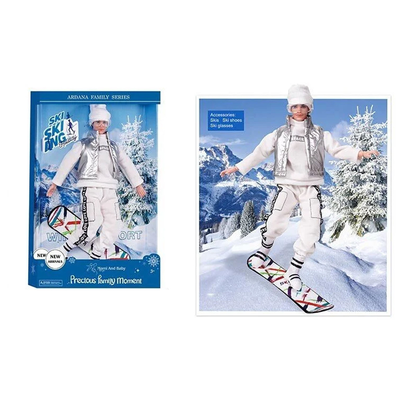 Лялька зі сноубордом (лялька, сноуборд, окуляри, гнучкі кінцівки) A 806 A
