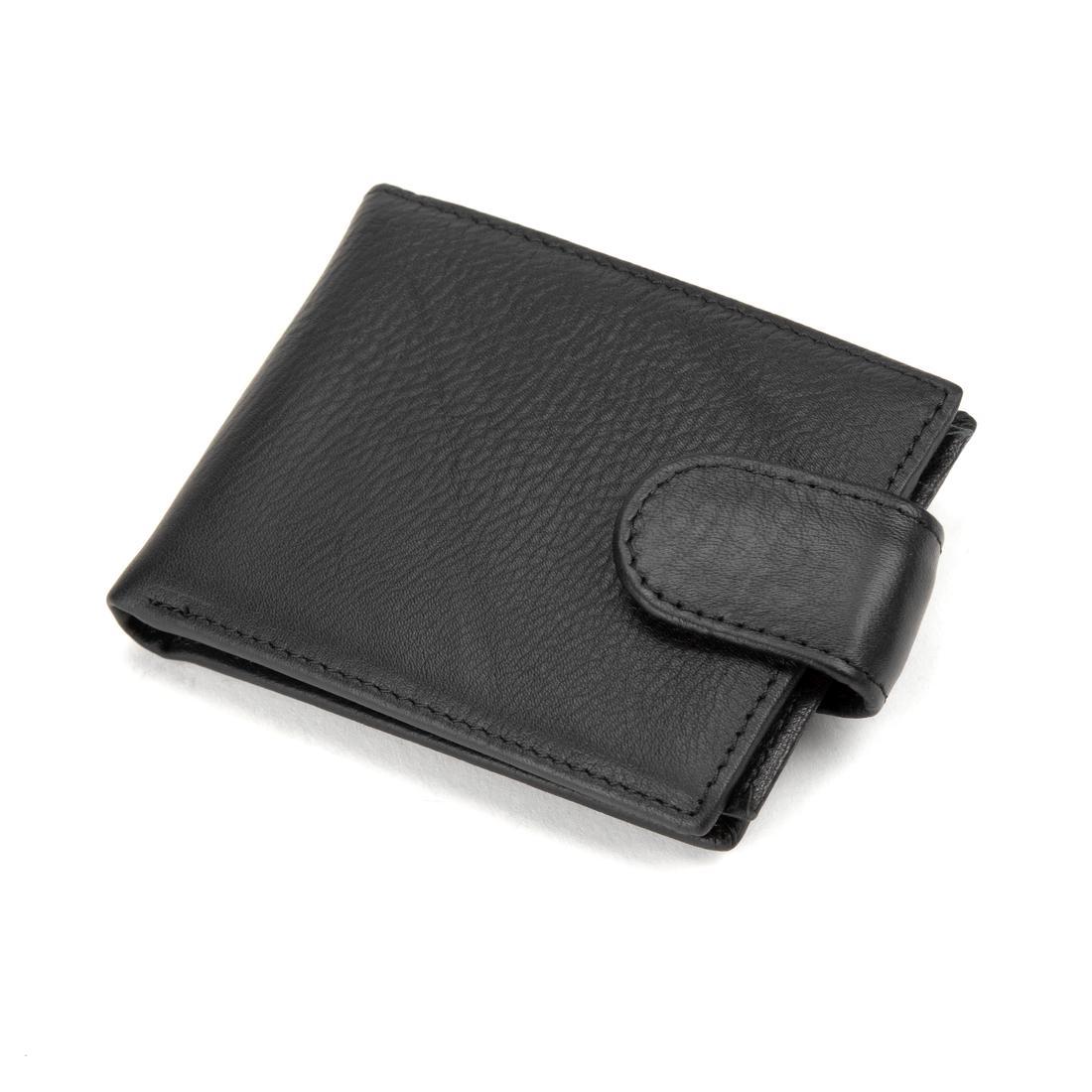 Чоловіче шкіряне портмоне чорне з кнопкою Tiding Bag M39-9923-1FRA
