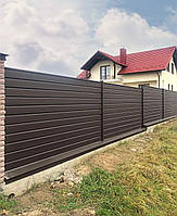 Паркан Ранчо N темно-графітовий 7016 Ламель Горизонт шириной 190мм повна зашивка, фото 3