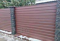 Паркан Ранчо N темно-графітовий 7016 Ламель Горизонт шириной 190мм повна зашивка, фото 5