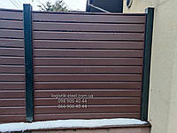 Паркан Ранчо N темно-графітовий 7016 Ламель Горизонт шириной 190мм повна зашивка, фото 6