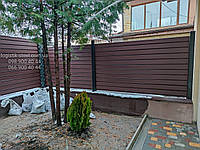 Паркан Ранчо N темно-графітовий 7016 Ламель Горизонт шириной 190мм повна зашивка, фото 7