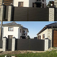 Паркан Ранчо N темно-графітовий 7016 Ламель Горизонт шириной 190мм повна зашивка, фото 8