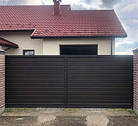 Паркан Ранчо N темно-графітовий 7016 Ламель Горизонт шириной 190мм повна зашивка, фото 9