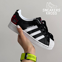 Женские кроссовки Adidas Superstar The Originals Black White Red, Кроссовки adidas Originals Superstar черные