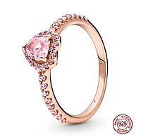 Серебряное кольцо в стиле Pandora "Блестящее сердце" 925 проба Пандора 8 размер