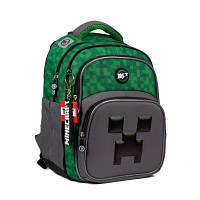 Рюкзак школьный полукаркасный ортопедический для первоклассника Yes Minecraft S-91, для мальчиков, зеленый