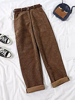 Женские штаны с вельвета + пояс в комплекте мокко
