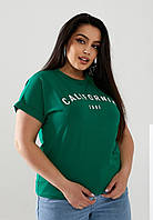 Женская однотонная футболка California зеленый