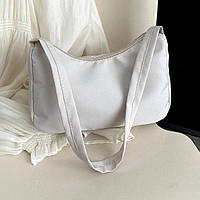 Женская сумка "Дора" белая. Сумочка через плечо белого цвета нейлоновая