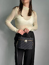Жіноча сумка Крістіан Діор чорна Christian Dior Black Travel Vanity Case