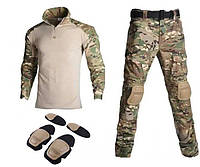 Тактический костюм 3 в 1/ Рубашка+ Брюки + наколенники и налокотники весна,лето,осень