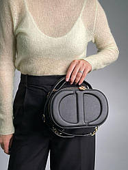 Жіноча сумка Крістіан Діор чорна Christian Dior Black Signature Oval Camera