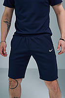 Мужские спортивные шорты Nike синие трикотажные , Летние шорты Найк темно-синие повседневные стильные