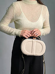Жіноча сумка Крістіан Діор бежева Christian Dior Beige Sugnature Oval Camera