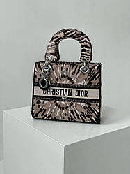 Жіноча сумка Крістіан Діор бежева Christian Dior Beige Lady D-Lite Universe