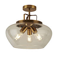 Boule 3Lt Semi Flush - Bronze & Clear Glass