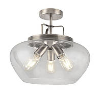 Boule 3Lt Semi Flush - Silver & Clear Glass