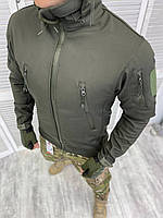 Тактическая демисезонная куртка Soft Shell олива на флисе, мужская военная водоотталкивающая куртка олива зсу