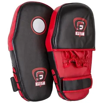 Лапи боксерські прямі FGT PVC FT-205/38R для боксу та єдиноборств (1 пара, червоно-чорні)